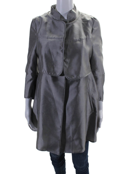 Giorgio Armani Womens Long Sleeve Three Button Mid Length Cape Gray Size 38