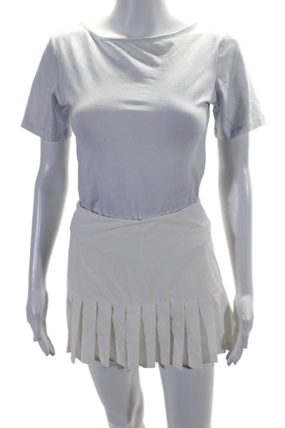 Tory Burch Womens Pull On Pleated Hem A-Line Short Skort White Size S