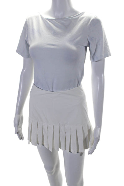 Tory Burch Womens Pull On Pleated Hem A-Line Short Skort White Size S