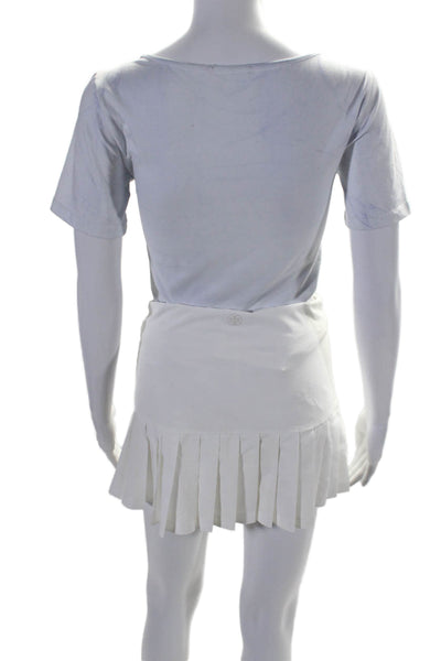 Tory Burch Womens Pull On Pleated Hem A-Line Short Skort White Size S