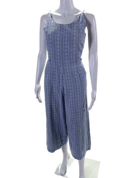 Roller Rabbit Womens Sleeveless Wide leg Jumpsuit Blue White Cotton Size Small