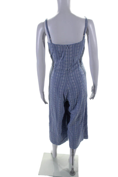 Roller Rabbit Womens Sleeveless Wide leg Jumpsuit Blue White Cotton Size Small