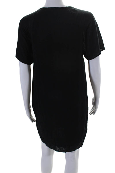 Standard James Perse Womens V-Neck Short Sleeve Lined T-Shirt Dress Black Size 1