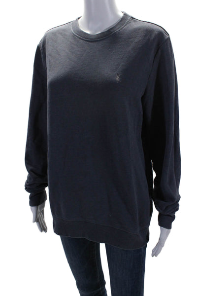 Allsaints Womens Long Sleeves Pullover Sweatshirt Blue Cotton Size Small