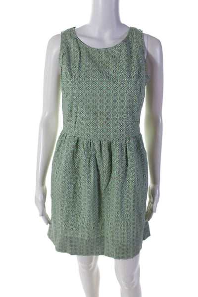 346 Brooks Brothers Womens Sleeveless Abstract Print Dress Green Size 2