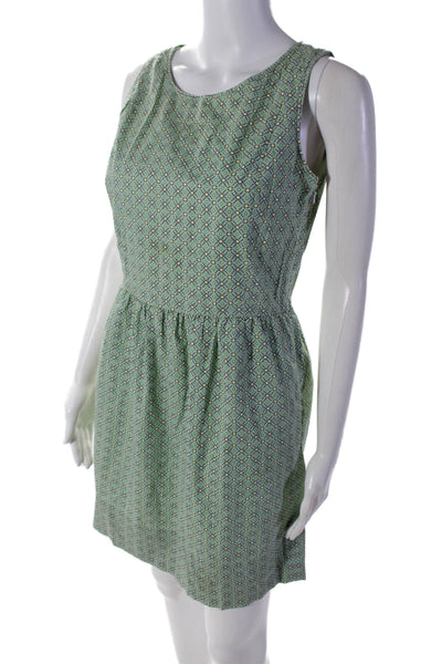 346 Brooks Brothers Womens Sleeveless Abstract Print Dress Green Size 2