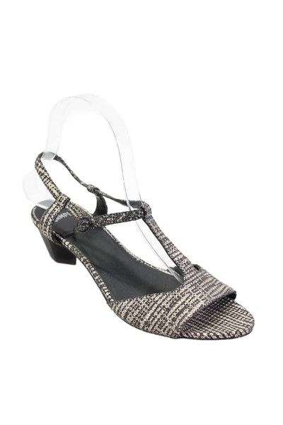 Camper Womens Ankle Strap Open Toe Low Block Heels Leather Silver Size 6