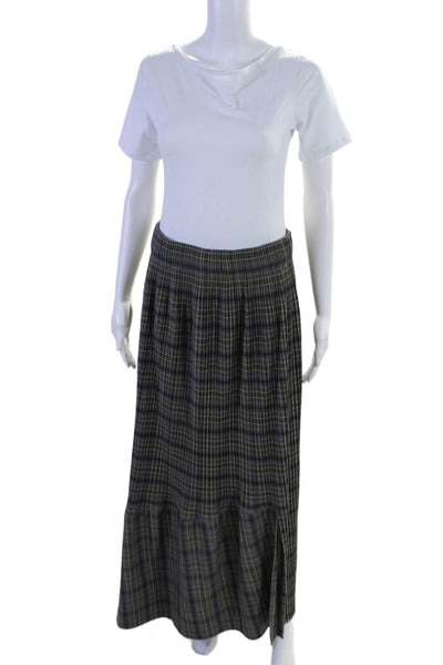 Maria + Cornejo Womens Dark Gray Plaid Pleated Maxi Skirt Size 10