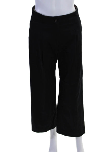 Anthropologie Womens Flat Zip Front Tapered Leg Dress Pants Black 27 in