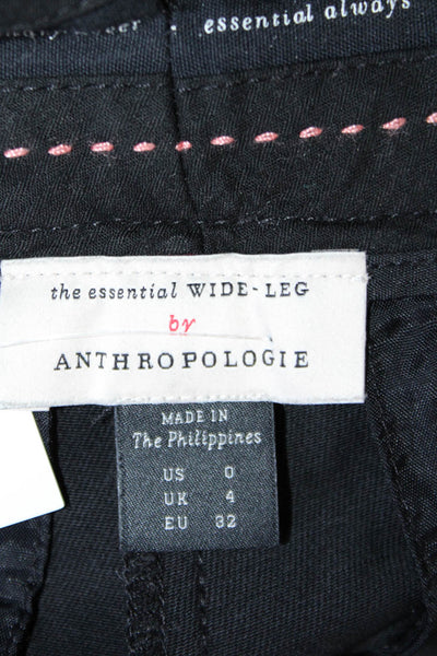 Anthropologie Womens Flat Zip Front Tapered Leg Dress Pants Black 27 in