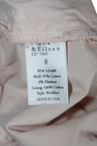 Frank & Eileen Womens Cotton Twill Frayed Hem Straight Leg Pants Pink Size 8