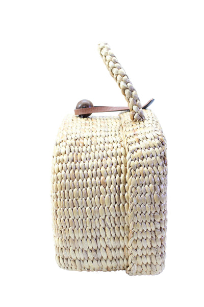 Sea & Grass Womens Woven Straw Loop Closure Top Handle Purse Handbag Beige