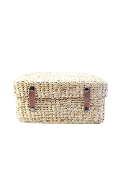 Sea & Grass Womens Woven Straw Loop Closure Top Handle Purse Handbag Beige