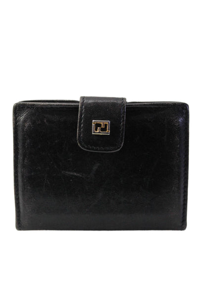 Fendi Unisex Black Leather Vintage Bi Fold Mini Picture Wallet