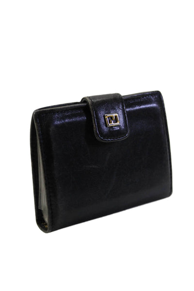 Fendi Unisex Black Leather Vintage Bi Fold Mini Picture Wallet