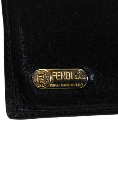 Fendi Unisex Black Leather Vintage Bi Fold Mini Picture Wallet