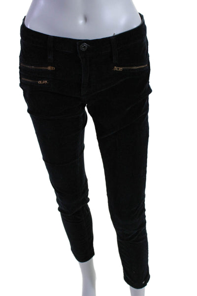 AG Adriano Goldschmied Womens Button Closure Corduroy Skinny Pants Black Size 27