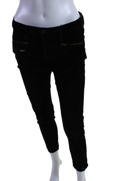 AG Adriano Goldschmied Womens Button Closure Corduroy Skinny Pants Black Size 27