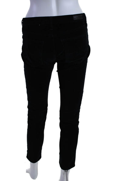 AG Adriano Goldschmied Womens Button Closure Corduroy Skinny Pants Black Size 27