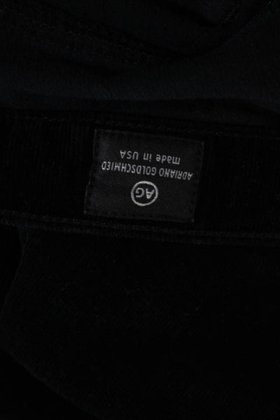 AG Adriano Goldschmied Womens Button Closure Corduroy Skinny Pants Black Size 27