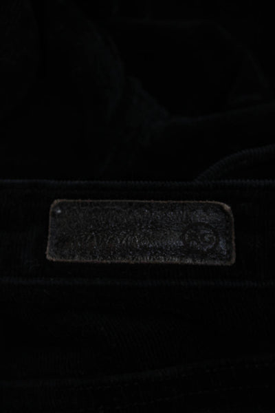 AG Adriano Goldschmied Womens Button Closure Corduroy Skinny Pants Black Size 27