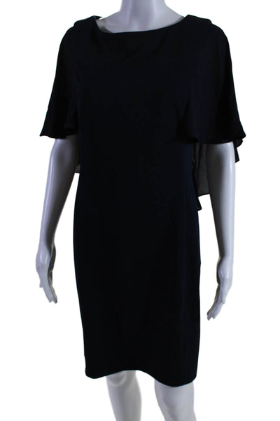 DKNY Womens Short Sleeve Round Neck Sheath Dress Navy Size 6