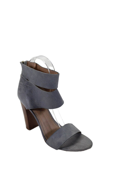 Splendid Womesn Gray Textured Leather Ankle Strap Heels Sandals Shoes Size 7.5M