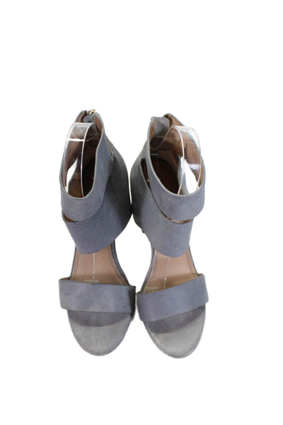 Splendid Womesn Gray Textured Leather Ankle Strap Heels Sandals Shoes Size 7.5M