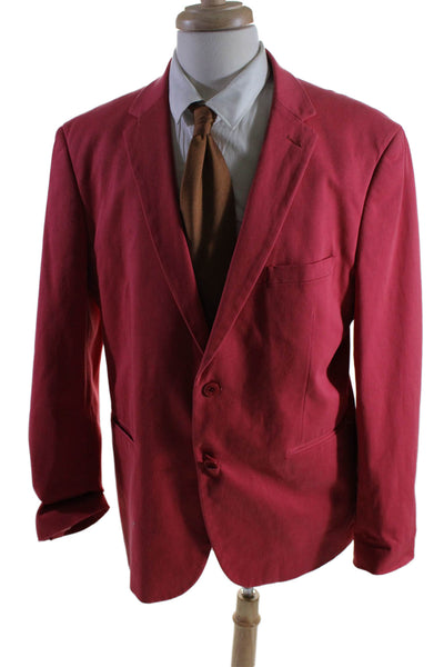 James Campbell Mens Cotton Red Two Button Long Sleeve Lined Blazer Size XL