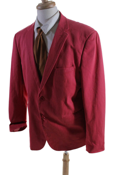 James Campbell Mens Cotton Red Two Button Long Sleeve Lined Blazer Size XL