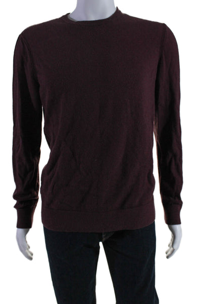 Theory Mens Maroon Crew Neck Merino Wool Long Sleeve Sweater Top Size L