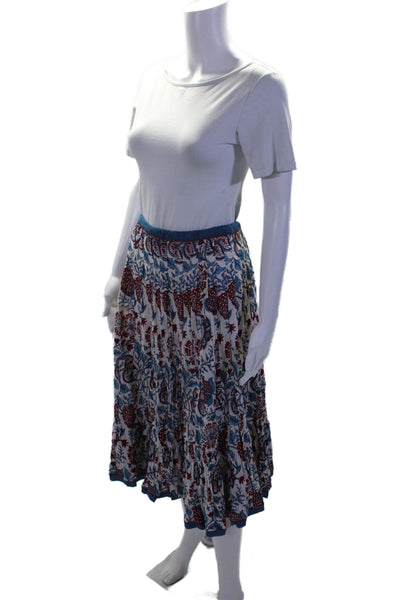 Dori Women's Button Closure Unlined Cotton Flare Floral Midi Skirt Size M