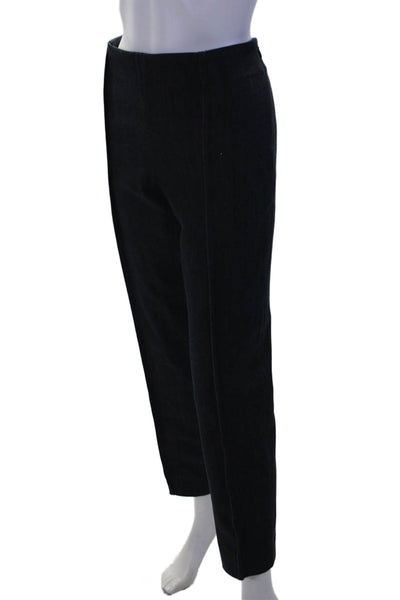 Carolina Herrera Womens Pleated Pull On High Rise Slim Straight Pants Blue Size