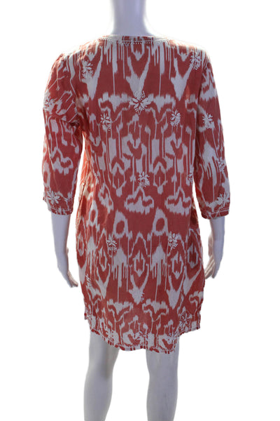 Gretchen Scott Designs Womens Cotton V Neck Embroidered Tunic Dress Coral Size S