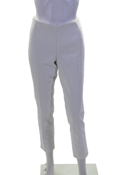 Ecru Womens Cotton Elastic Waist Pull On Slim Leg Pants White Size 8