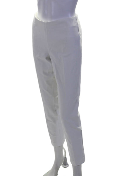 Ecru Womens Cotton Elastic Waist Pull On Slim Leg Pants White Size 8