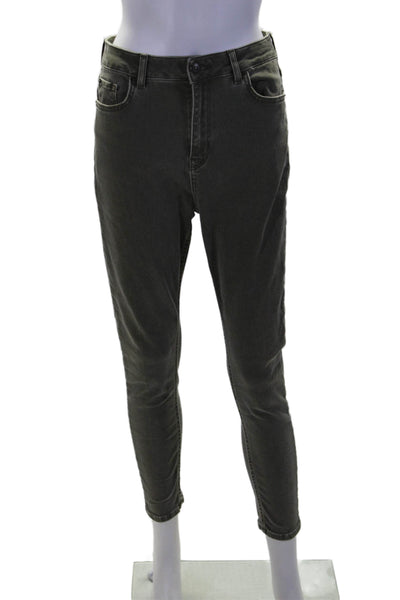 Per Una Womens Cotton High Rise Skinny Jeans Green Size 10