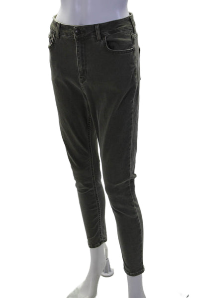 Per Una Womens Cotton High Rise Skinny Jeans Green Size 10