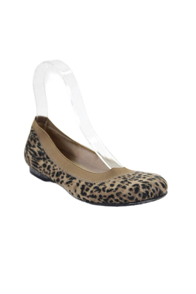 Stuart Weitzman Womens Suede Spotted Print Round Toe Flats Brown Size 5