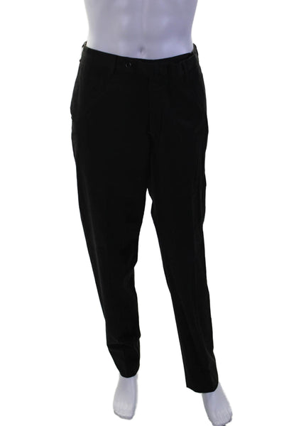 Incotex Mens Solid Black Flat Front Straight Leg Pants Size 38