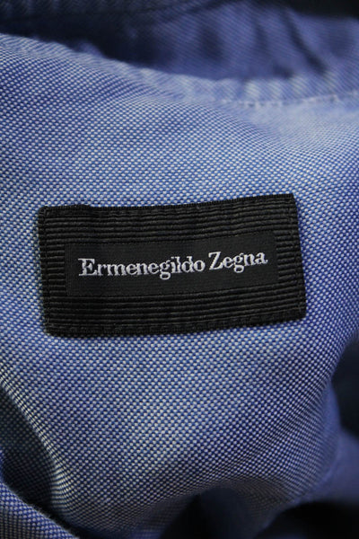 Ermenegildo Zegna Mens Blue Cotton Collar Long Sleeve Dress Shirt Size 16.5