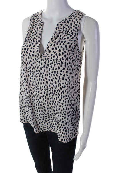 Joie Womens Pullover Sleeveless Animal Print V Neck Blouse Beige Size XS