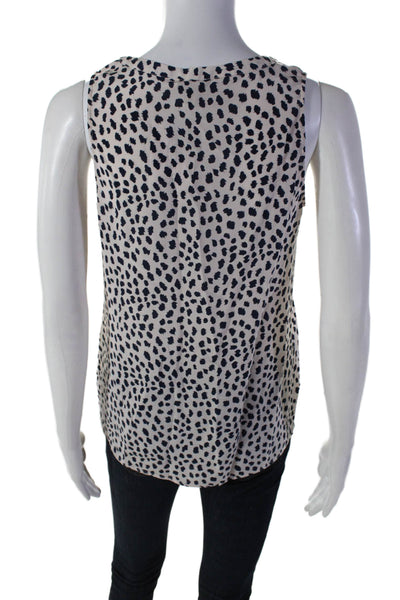 Joie Womens Pullover Sleeveless Animal Print V Neck Blouse Beige Size XS