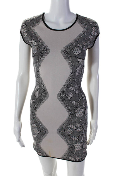 Parker Womens Sleeveless Back Zip Bodycon Dress White Black Size XS