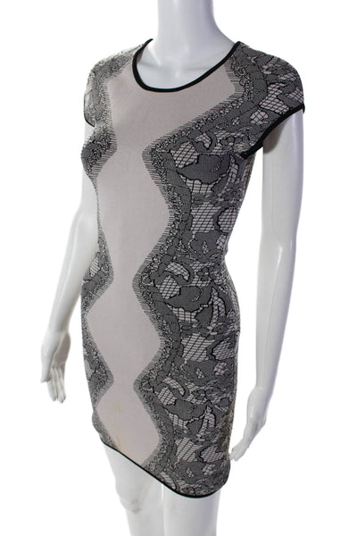 Parker Womens Sleeveless Back Zip Bodycon Dress White Black Size XS