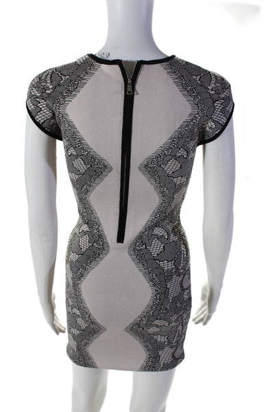 Parker Womens Sleeveless Back Zip Bodycon Dress White Black Size XS