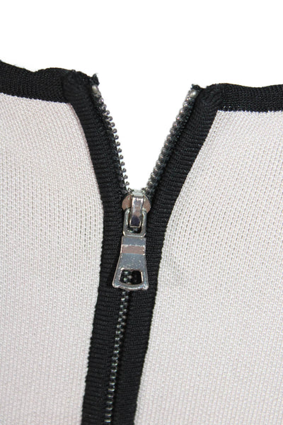 Parker Womens Sleeveless Back Zip Bodycon Dress White Black Size XS