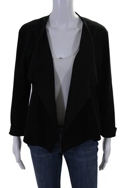 Velvet by Graham & Spencer Womens Faux Suede Draped Open Jacket Black Size M