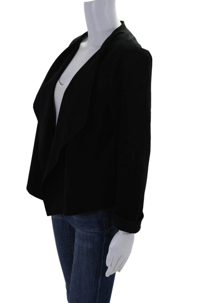 Velvet by Graham & Spencer Womens Faux Suede Draped Open Jacket Black Size M