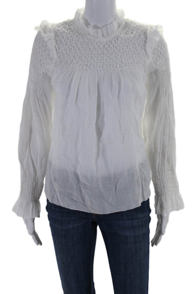 Sea New York Womens Cotton Geometric Textured Buttoned Blouse White Size XS